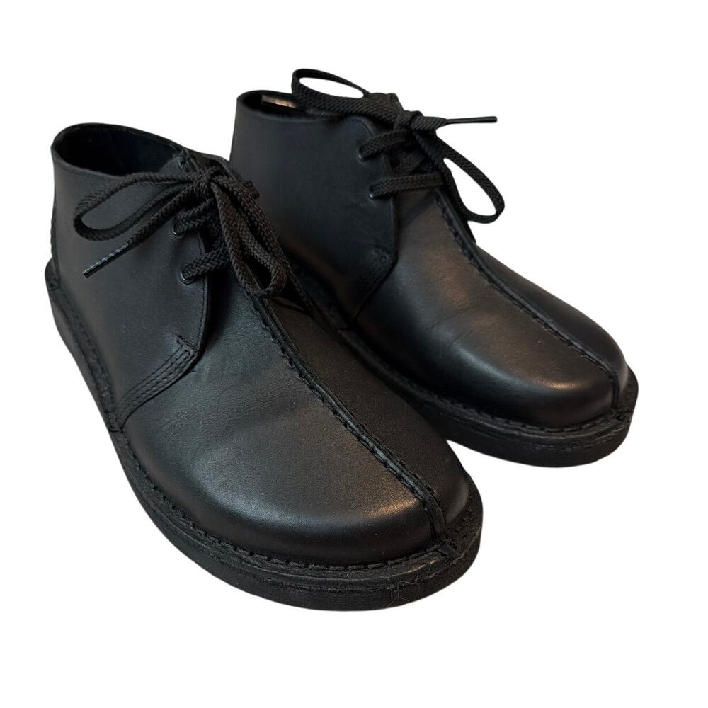 Clarks Desert Trek O Boots Youth Size 5 W Black Leather Crepe Sole Originals